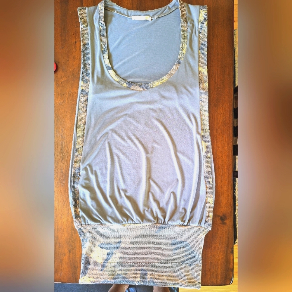Sage Color dress with shiny sequin trim Made In Italy